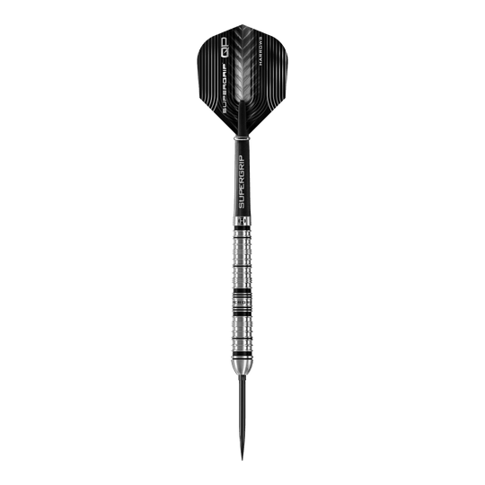 Abgebildet sind die Harrows Supergrip QP Tapered Quick Point Steeldarts. Sie eignen sich ideal für Steeldartspieler auf jedem Niveau.