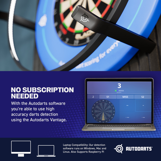Système de pointage automatique Autodarts Vantage Dieses Bild zeigt das Produkt mit dem Dateinamen 838001_Autodarts_Vantage_Auto-Scoring-System_9. Es handelt sich wahrscheinlich um ein Dart-Zubehör oder ein Autodarts-System.