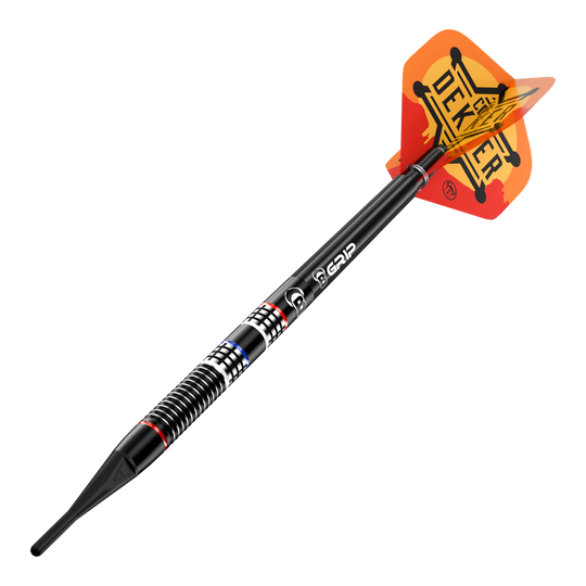Fléchettes souples Bulls Cor Dekker The Sheriff - 20 g Dies ist ein Bild der Bulls Cor Dekker The Sheriff Softdarts - 20g. Das Produkt wird deutlich von der Seite gezeigt.