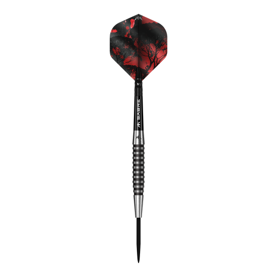 Mission Kunai Black PVD Steeldarts - 23g ist auf dieser Abbildung. Die Darts zeichnen sich durch ihre schwarze Oberfläche und das Gewicht von 23 Gramm aus.