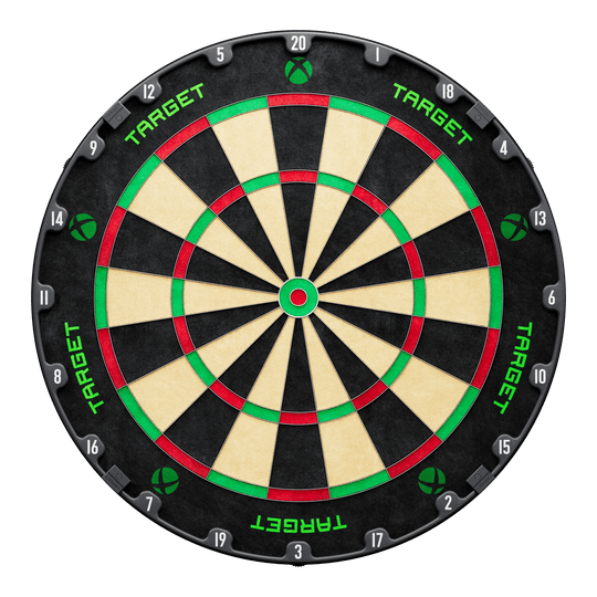 Das Bild zeigt das Target Xbox Dartboard Surround Bundle. Ein Set für Darts-Liebhaber zur Verbesserung des Spielerlebnisses.