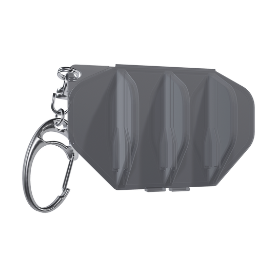 Dies ist ein L-Style L-Case Flightcase in dunkler Farbe. Es hat Platz für drei Flights und ist mit einem Schlüsselanhänger ausgestattet.