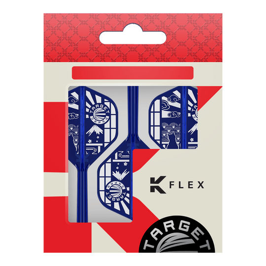 Vols standard Target Japan K-Flex Blue Limited No2 Hier sind die Target Japan K-Flex Blue Limited No2 Standard Flights abgebildet. Die Flights haben eine typische Standardform und sind blau.