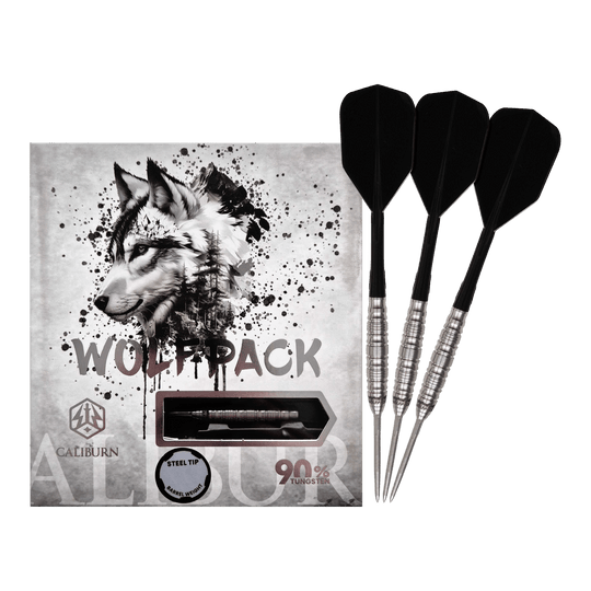 Fléchettes en acier Caliburn Wolfpack W5 - 22 g Dieses Bild zeigt die Caliburn Wolfpack W5 Steeldarts - 22g. Die Steeldarts sind für das klassische Dartspiel geeignet.