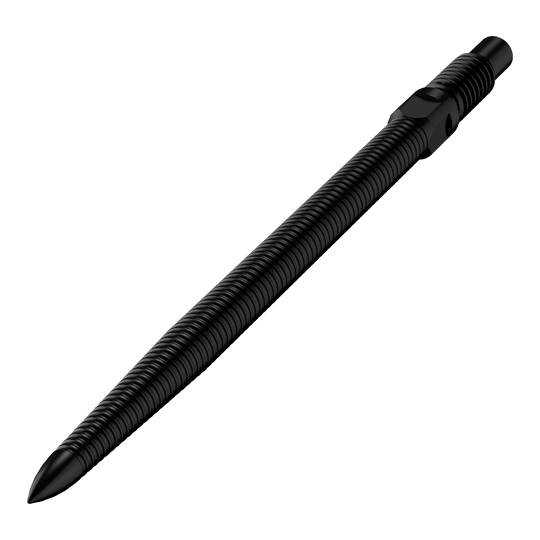 Pointes de fléchettes convertibles Bulls NL - Micro Grip - Noires Das Bild zeigt eine einzelne schwarze Dartspitze mit feiner MicroGrip-Struktur. Diese trägt den Namen BU57704_BullsNL_Convertible_Points_MicroGrip_Schwarz_32mm_2.