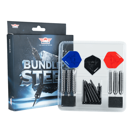Bulls NL Lot de 4 fléchettes en acier laiton Das Bild zeigt das Produkt Bulls NL Bundle Of Steel - 4 Sets Brass Steeldarts. Es handelt sich um ein Set aus vier Messing-Steeldart-Sets.