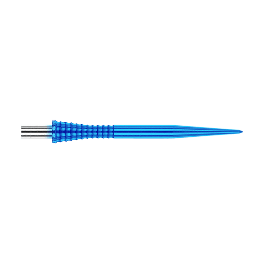 Pointes de fléchettes en acier Red Dragon Raptor Gripped Blue 30 mm Das Bild zeigt eine blaue Dartspitze mit griffiger Struktur aus Metall. Es handelt sich um das Produkt "Red Dragon Raptor Gripped Blue Steeldartspitzen 30mm".