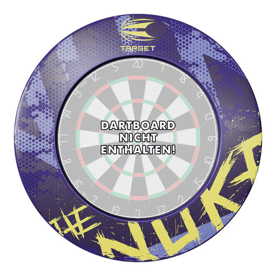 Target Luke Littler Le cercle de fléchettes Nuke Das Bild zeigt das Produkt "Target Luke Littler The Nuke Dartboard Surround" in buntem Design. In der Mitte steht der Hinweis "Dartboard nicht enthalten!"