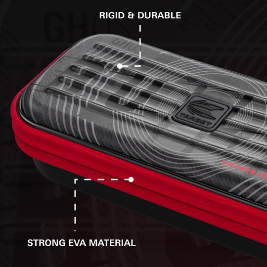 Étui à fléchettes Stephen Bunting de la série Takoma Ghost Auf dem Bild ist das Takoma Ghost Series Stephen Bunting Dartcase zu sehen. Es ist eine Schutztasche für Darts mit dem Design von Stephen Bunting.