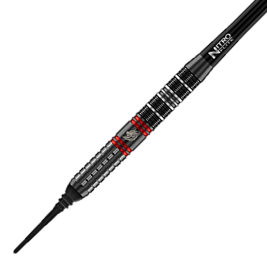 Fléchettes souples Red Dragon Jonny Clayton RD-ULTRA - 18 g Abgebildet sind die Red Dragon Jonny Clayton RD-ULTRA Softdarts mit 18g. Die Darts besitzen rote und schwarze Akzente und ein charakteristisches Flight-Design.