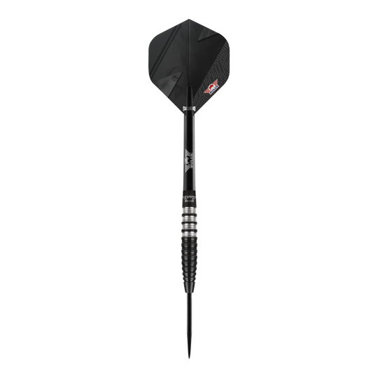 Fléchettes Bulls NL Lightning en acier noir Der "Bulls NL Lightning Black Steeldart" ist ein eleganter Dartpfeil in Schwarz mit silbernen Akzenten. Er hat ein modernes Design und eignet sich für professionelle Dartspieler.