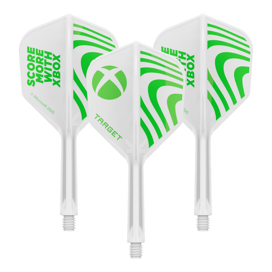 Target Xbox K-Flex No6 Flights - Blanc Dieses Bild zeigt vermutlich Target Xbox KFlex No6 Flights in der Größe 19mm, ein Set. Das Bild dient zur Veranschaulichung der Dart-Zubehörteile.