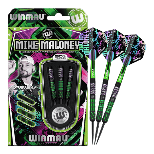 Fléchettes en acier Winmau Mike Maloney Das Bild zeigt die Winmau Mike Maloney Steeldarts. Diese Darts sind bekannt für ihre hohe Qualität.