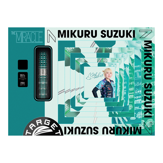 Abgebildet sind die Target Japan Mikuru Suzuki The Miracle GEN7 Softdarts - 21,5g. Diese Dartpfeile wurden für Mikuru Suzuki entworfen.