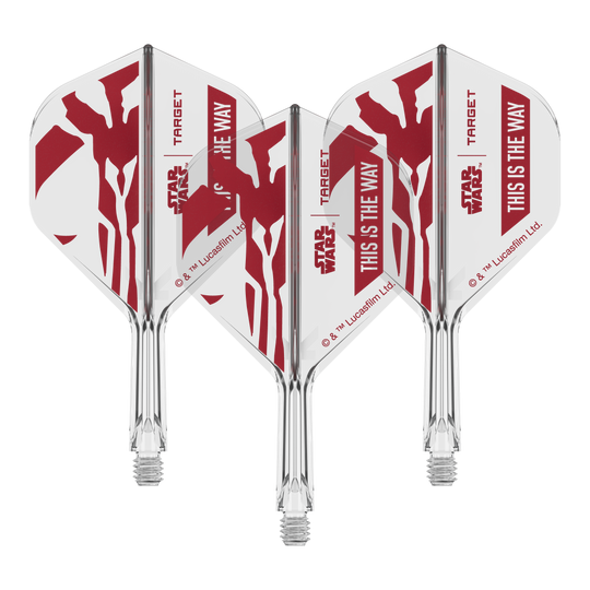 Coffret Target Star Wars K-Flex Mandalorian n°2 Vols standards Dieses Dart-Flight zeigt das Star Wars Motiv 'This Is The Way'. Es ist das Modell 'K-Flex This Is The Way No2 Standard Flights' mit 19mm.