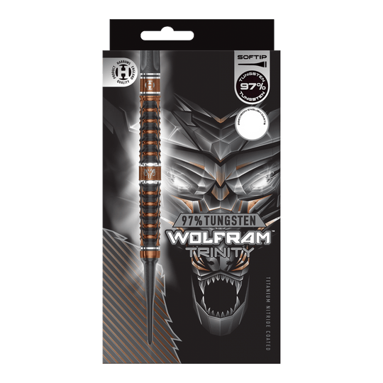 Fléchettes souples Harrows Tungsten Trinity Harrows Wolfram Trinity Softdarts werden auf dem Bild gezeigt. Es handelt sich um spezielle Softdarts für Dartspieler.