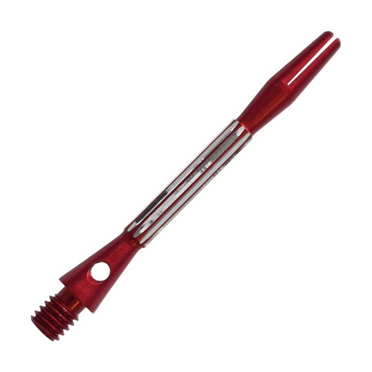 Tiges en aluminium Bulls NL Flash 2 - Rouge - 46 mm Bulls NL Flash 2 Aluminium Shafts in Rot, 46 mm lang. Das Bild zeigt einen roten Aluminiumschaft für Dartpfeile.