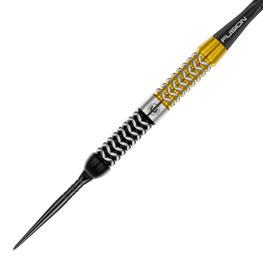 Auf dem Foto sieht man die Winmau Exion Parallel Switch Point Steeldarts aus einer anderen Perspektive. Sie zeichnen sich durch ihr modernes Design aus.