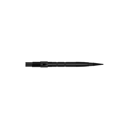 Pointes de fléchettes Harrows Quick Point Micro Ridge - Noires Abgebildet sind schwarze Dartspitzen mit feiner Rillenstruktur. Die Spitzen eignen sich zum Ersatz oder Wechsel bei Dartpfeilen.