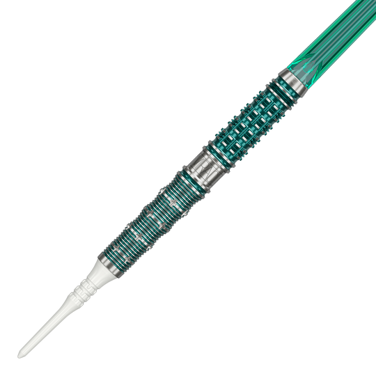 Auf dem Bild sind die Target Japan Mikuru Suzuki The Miracle GEN7 Softdarts mit einem Gewicht von 21,5g zu sehen. Das Produkt ist für Dartspieler geeignet, die hochwertige Softdarts suchen.