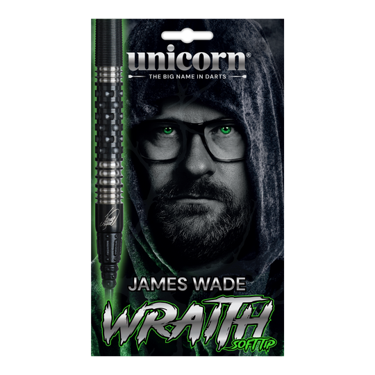 Fléchettes souples Unicorn Wraith James Wade - 19 g Abgebildet sind die Unicorn Wraith James Wade Softdarts - 19g. Die Darts haben ein schlankes Design für präzises Werfen.