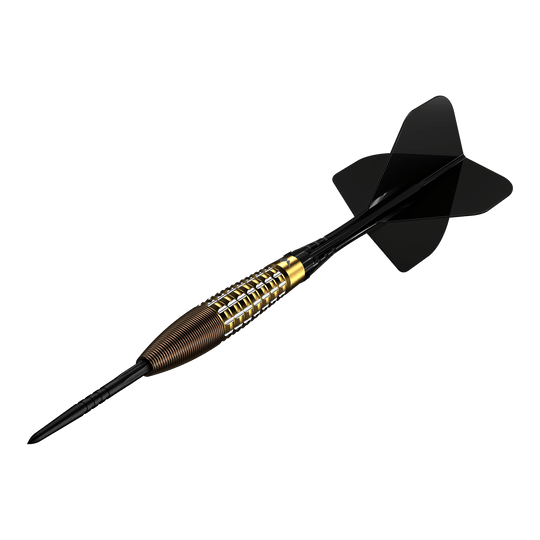 Fléchettes en acier Mission Rhodon - 23 g Das Bild zeigt die Mission Rhodon Steeldarts - 23g. Es handelt sich um hochwertige Steeldarts für präzises Dartspiel.