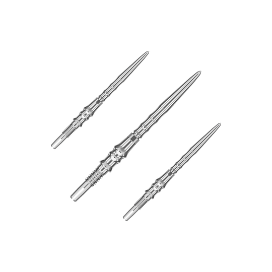 Pointes de fléchettes Target Japan Premium Swiss Point - Argent Ein Set silberner SwissPoint-Dartspitzen mit einer Länge von 30 mm ist abgebildet. Die Dartspitzen sind für den Einsatz mit Target Japan Premium geeignet.