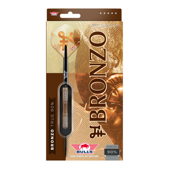 Fléchettes Bulls NL Bronzo True Steel - 23 g Hier sieht man die Bulls NL Bronzo True Steeldarts - 23g. Die Steeldarts sind in traditioneller Form gestaltet.