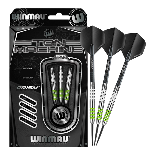 Machine à fléchettes en acier Winmau Ton Das Bild zeigt das Set der Winmau Ton Machine Steeldarts in voller Ansicht. Diese Steeldarts sind ideal für Dartliebhaber.