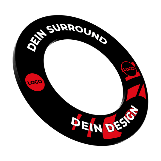 Cadre de cible de fléchettes personnalisé Ein Bild mit dem Namen MSF-Schwarz_Dartboard_Surround_Wunschdruck_Schwarz_1. Es zeigt vermutlich ein schwarzes Dartboard-Surround mit individuellem Druck.