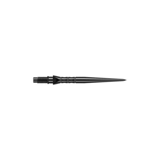Pointes de fléchettes en acier Winmau Switch Point Wave - noires Abgebildet sind schwarze Steeldartspitzen, vermutlich 26 mm lang. Die Dartspitzen werden für Steeldartpfeile verwendet.