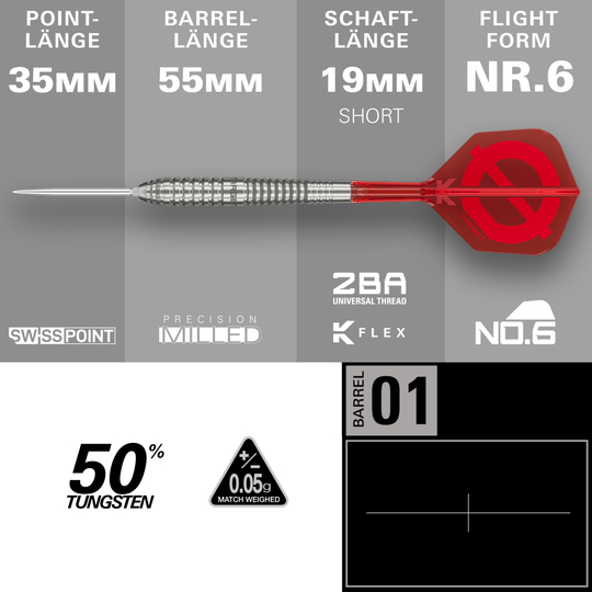 Groupe cible O 01 Fléchettes en acier Swiss Points Groupe cible O 01 Fléchettes en acier Swiss Points