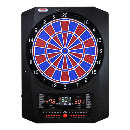 Cible de fléchettes électronique Bulls NL Universum Pro Light - Bleu Rouge Das Bild zeigt das Bulls NL Universum Pro Light Elektronisches Dartboard in Blau und Rot. Es handelt sich um ein elektronisches Dartboard für präzises Spielen.