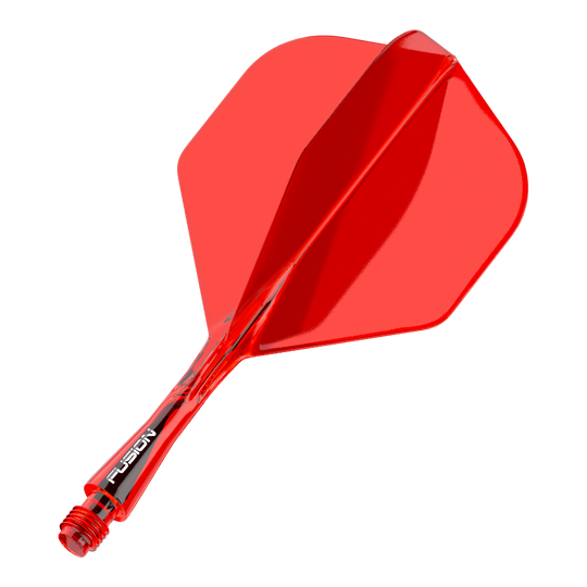 Système d'arbre de vol Winmau Fusion Standard Rouge Das Bild zeigt ein rotes Dartflight- und Shafts-System. Es handelt sich um das Winmau Fusion Flight Shaft System in Standardgröße mit einer Länge von 22 mm.