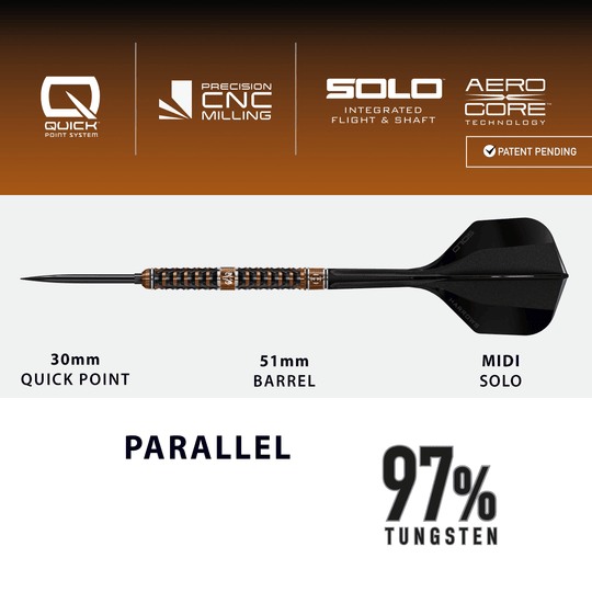 Fléchettes en acier Harrows Tungsten Trinity Quick Point Gezeigt werden die Harrows Wolfram Trinity Quick Point Steeldarts. Diese Darts zeichnen sich durch ihre hohe Präzision und Verarbeitung aus.