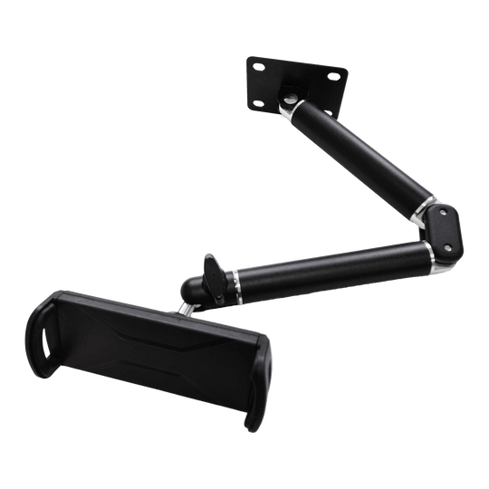 Support mural pour tablette McDart TABFlex avec bras flexible Die Abbildung zeigt die McDart TABFlex Tablet-Wandhalterung mit flexiblem Arm. Die Halterung ist schwarz und kann an der Wand befestigt werden, um ein Tablet flexibel auszurichten.