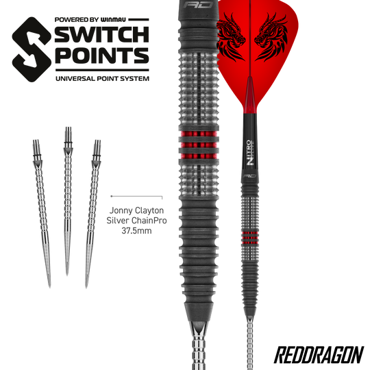 Fléchettes en acier Red Dragon Jonny Clayton Hireath Switch Point Abgebildet sind Red Dragon Jonny Clayton Hireath Switch Point Steeldarts. Diese Darts überzeugen durch ihre spezielle Form und hohe Qualität.