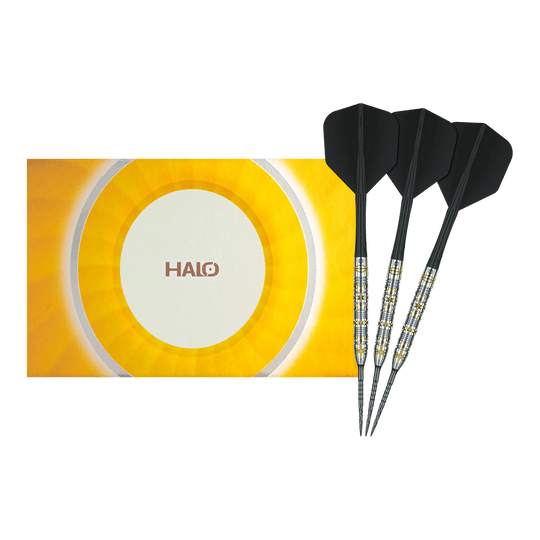 Fléchettes en acier Caliburn Halo H1 - 22,5 g Gezeigt wird ein vollständiges Set der Caliburn Halo H1 Steeldarts - 22,5 g. Die hochwertigen Pfeile sind ideal für den Dartsport.