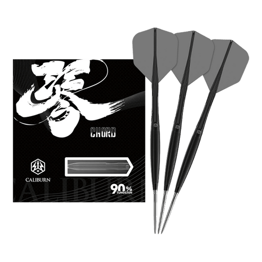 Fléchettes en acier Caliburn Chord C2 - 23,5 g Das Bild zeigt die Caliburn Chord C2 Steeldarts - 23,5g. Die Darts sind in voller Länge abgebildet.
