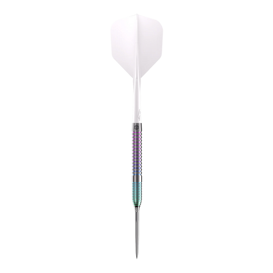 Fléchettes en acier Caliburn Big Cats Ocelot Caliburn Big Cats Ozelot Steeldarts mit einem Gewicht von 23g. Das Bild zeigt den Steeldart aus einem anderen Blickwinkel.