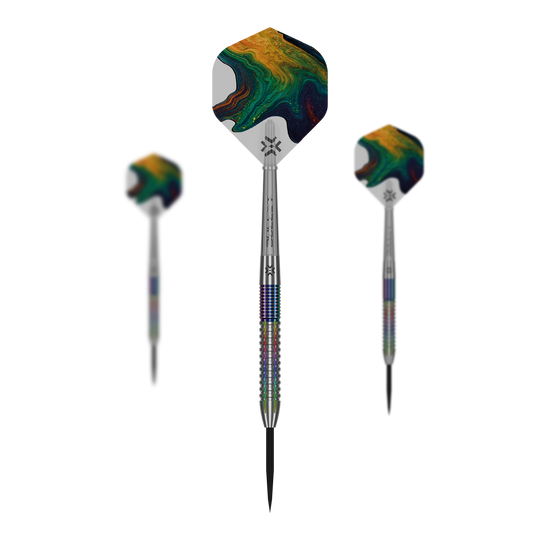 Die Bullet Diesel V2 Steel Darts sind auf diesem Bild zu sehen. Es handelt sich um hochwertige Steeldarts für präzises Dartspiel.