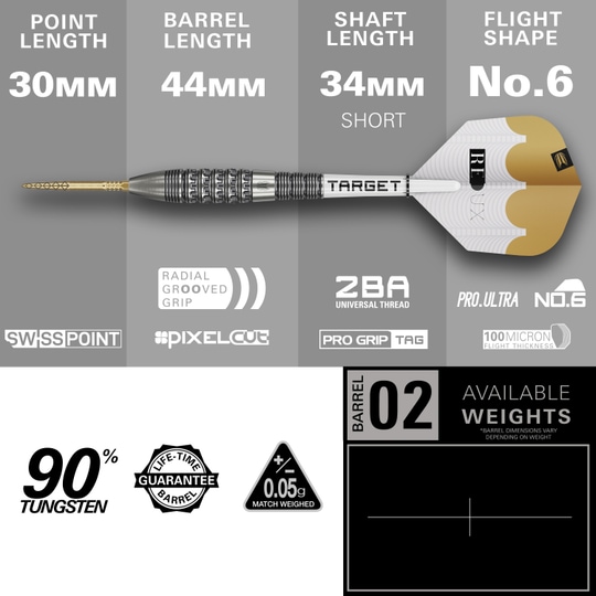 Fléchettes en acier Target Redux 02 Swiss Point Das Bild zeigt die Target Redux 02 Swiss Point Steeldarts. Diese Steeldarts bieten ein besonderes Spielerlebnis.