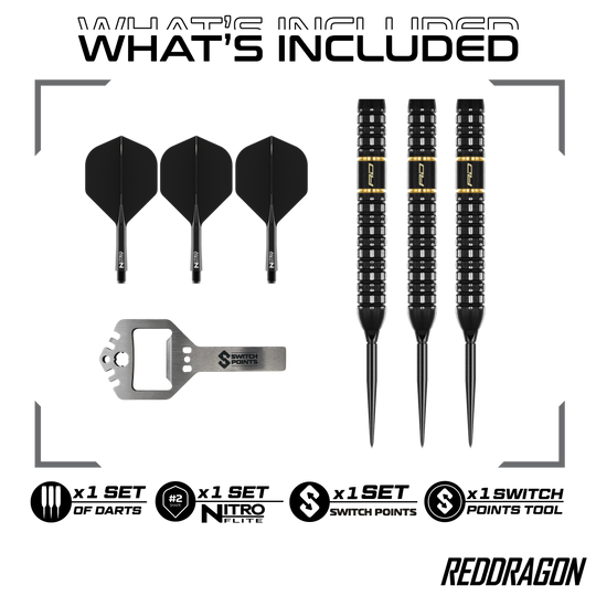 Fléchettes en acier Red Dragon Ascend Parallel Switch Point Hier sind die Red Dragon Ascend Parallel Switch Point Steeldarts zu sehen. Sie verfügen über eine parallele Form und wechselbare Spitzen.