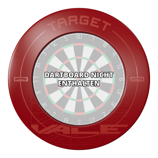 Cadre pour cible de fléchettes Target VALE Das Bild zeigt das Produkt "Target VALE Dartboard Surround" in Rot. In der Mitte steht der Hinweis "Dartboard nicht enthalten".