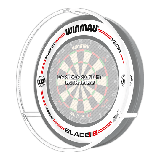 Ensemble d'éclairage et d'ambiance LED Winmau Plasma Ice Das Bild zeigt das Winmau Plasma Ice LED Beleuchtung und Surround Bundle für Dartboards. In der Mitte steht: "Dartboard nicht enthalten!"