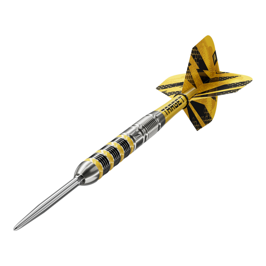 Fléchettes en acier Target Buzz 01 Swiss Points Das Foto zeigt Target Buzz 01 Swiss Points Steeldarts. Sie bieten eine gute Griffigkeit und Präzision beim Wurf.