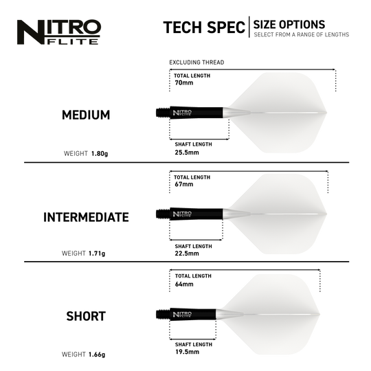 Ailettes Red Dragon Nitroflite à tige noire et ailettes blanches n° 2 Hier sieht man das Produkt Red Dragon Nitroflite Black Shaft White Flights No2. Diese Dart-Zubehörteile haben einen schwarzen Schaft und weiße Flights.