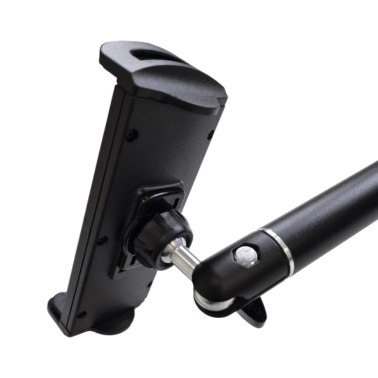 Support mural pour tablette McDart TABFlex avec bras flexible Das Bild zeigt die McDart TABFlex Tablet Wandhalterung mit flexiblem Arm. Die Halterung ist schwarz und lässt sich einstellen, um ein Tablet sicher zu befestigen.