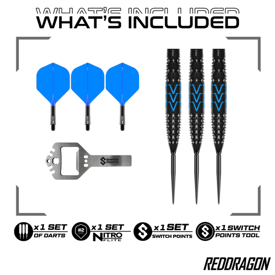 Fléchettes en acier Red Dragon AMP Torpedo Switch Point Auf dem Bild ist Red Dragon AMP Torpedo Switch Point Steeldarts zu sehen. Diese Darts bieten eine innovative Switch Point Funktion.