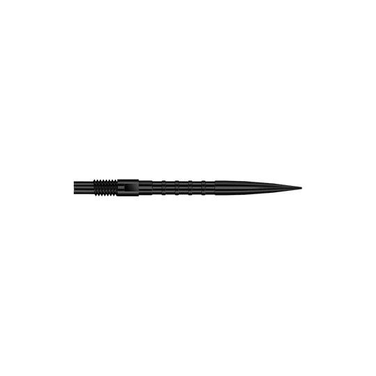 Pointes de fléchettes Harrows Quick Point Heavy Metal - Noires Gezeigt wird QP33164 Harrows Quick Point HeavyMetalGrip Dartspitzen Schwarz 26mm. Es sind schwarze Dartspitzen mit besonderem Grip-Design.